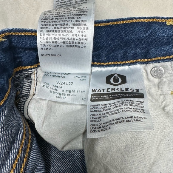 Levi's Premium High Rise Ribcage Straight Leg Dark Wash Denim Jeans Size 24 - Picture 12 of 13